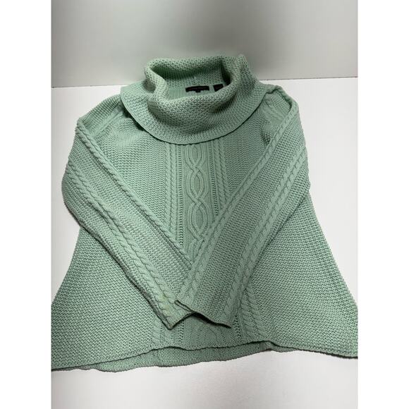 Cottage Corr Women’s Braided Cable Knit Teal Sweater Cowl Neck Sz Small - Picture 6 of 7
